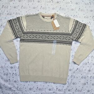 Weatherproof Men Sweater Cream and Black Patterned Sweater